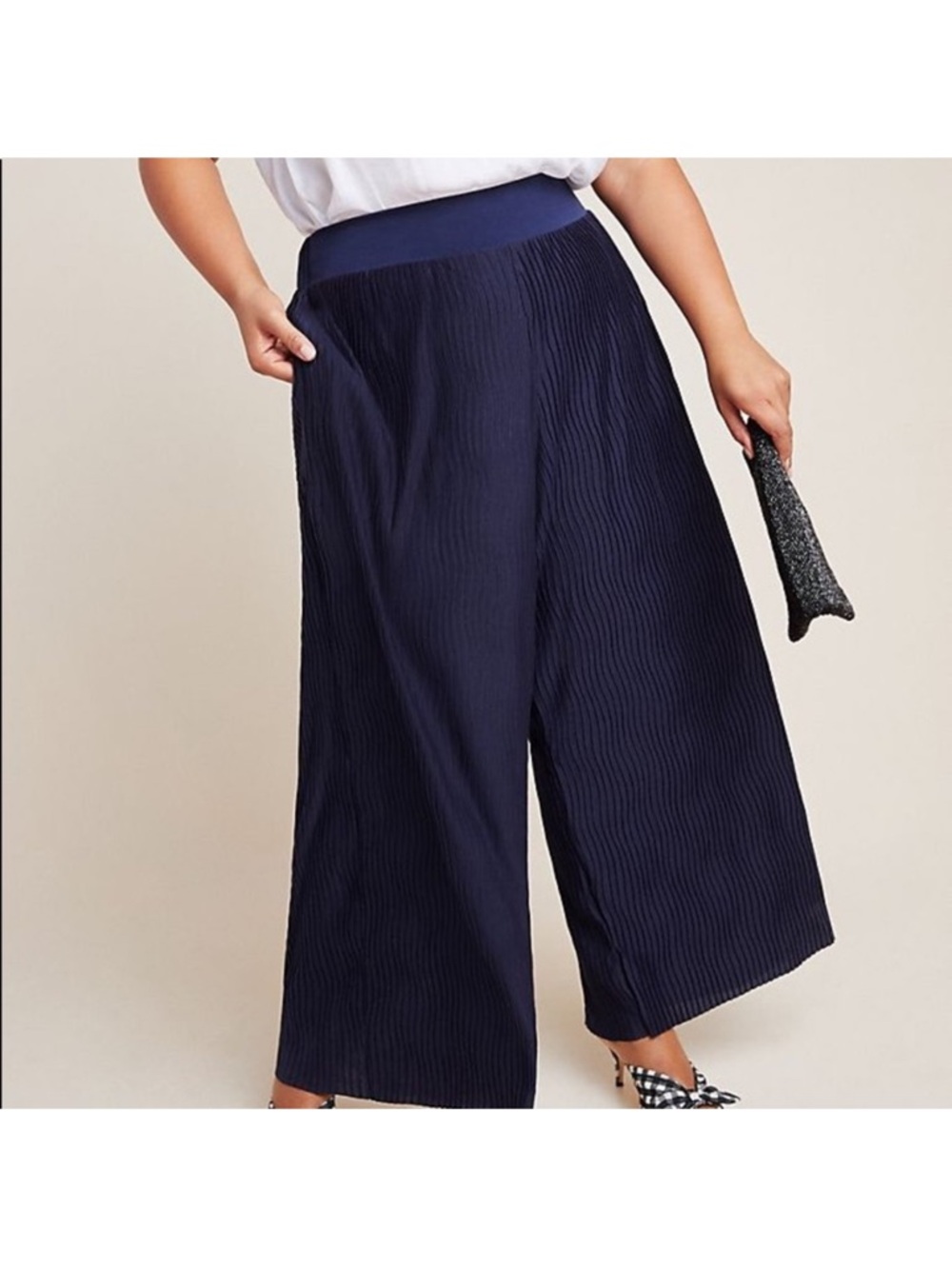 Anthropologie Delano Wide-Leg Pleated Pants